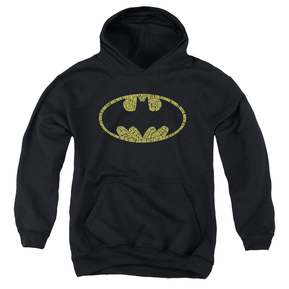 AN OFFCIALLY LICENSED BATMAN WORD LOGO YOUTH HOODIE BLACK