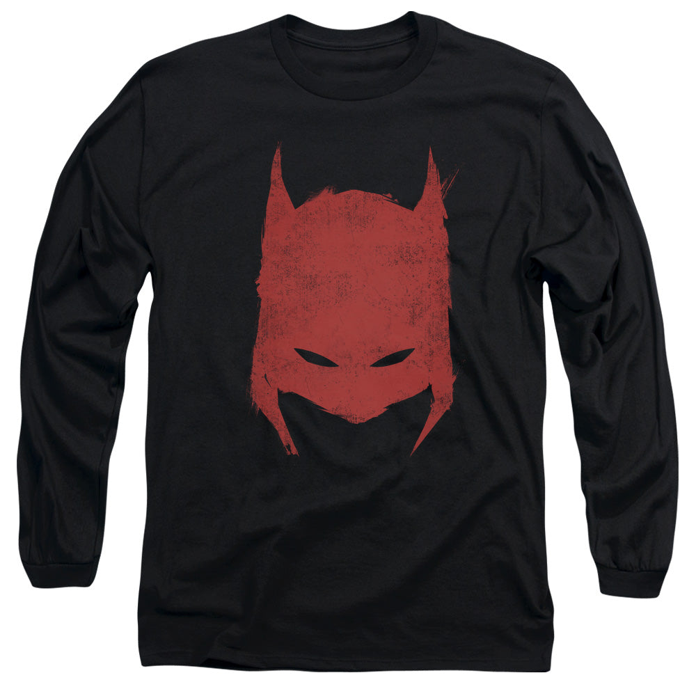 AN OFFCIALLY LICENSED BATMAN HACKED & SCRATCHED MEN'S LONG SLEEVE T-SHIRT BLACK