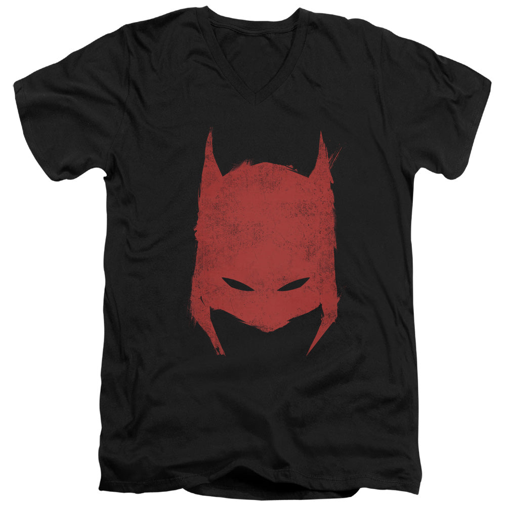 AN OFFCIALLY LICENSED BATMAN HACKED & SCRATCHED MEN'S V-NECK T-SHIRT BLACK