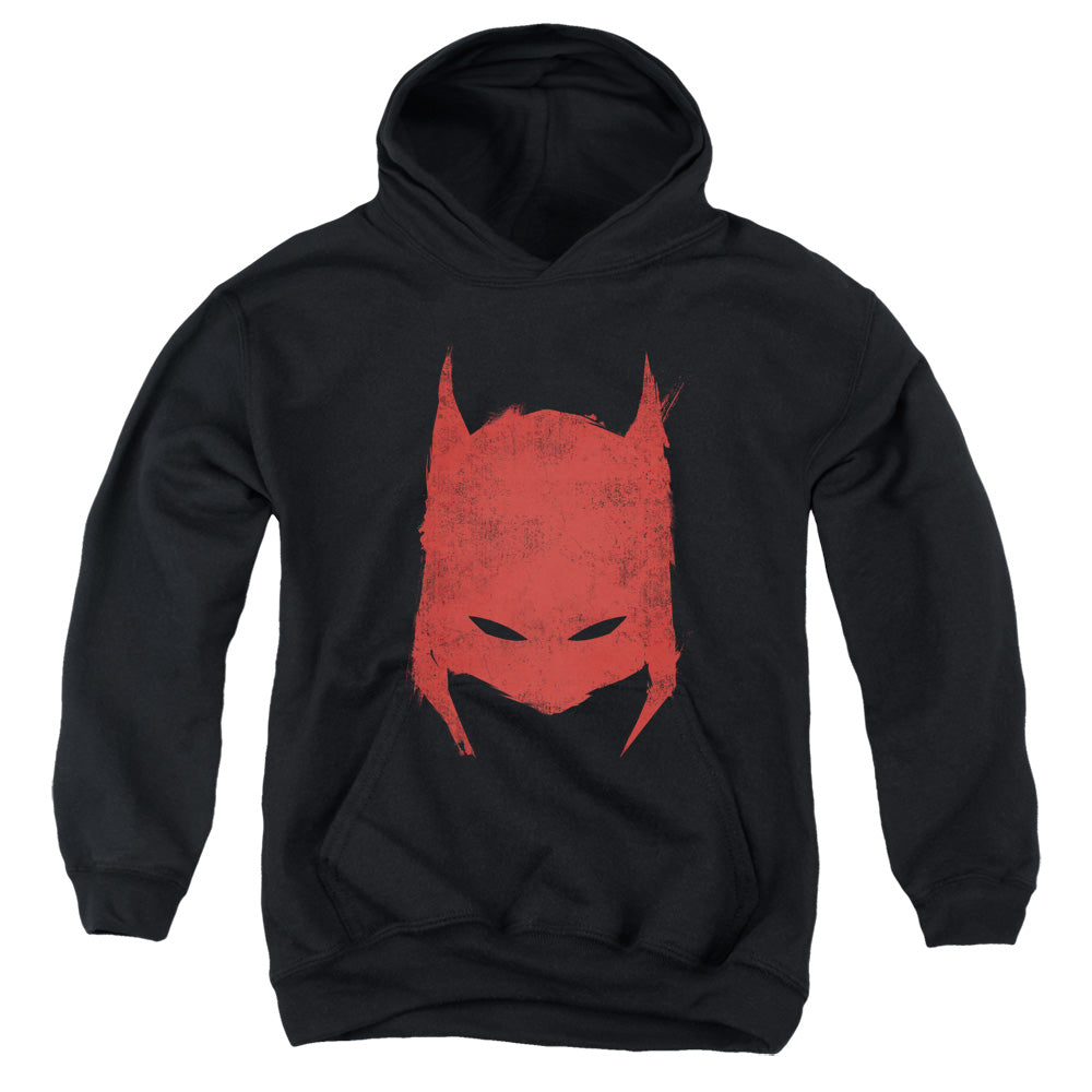 AN OFFCIALLY LICENSED BATMAN HACKED & SCRATCHED YOUTH HOODIE BLACK