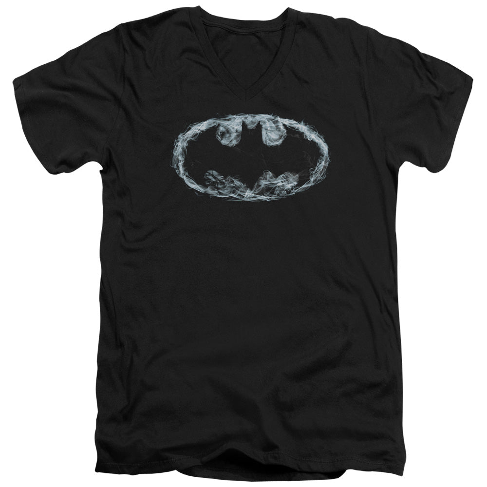 AN OFFCIALLY LICENSED BATMAN SMOKE SIGNAL MEN'S V-NECK T-SHIRT BLACK