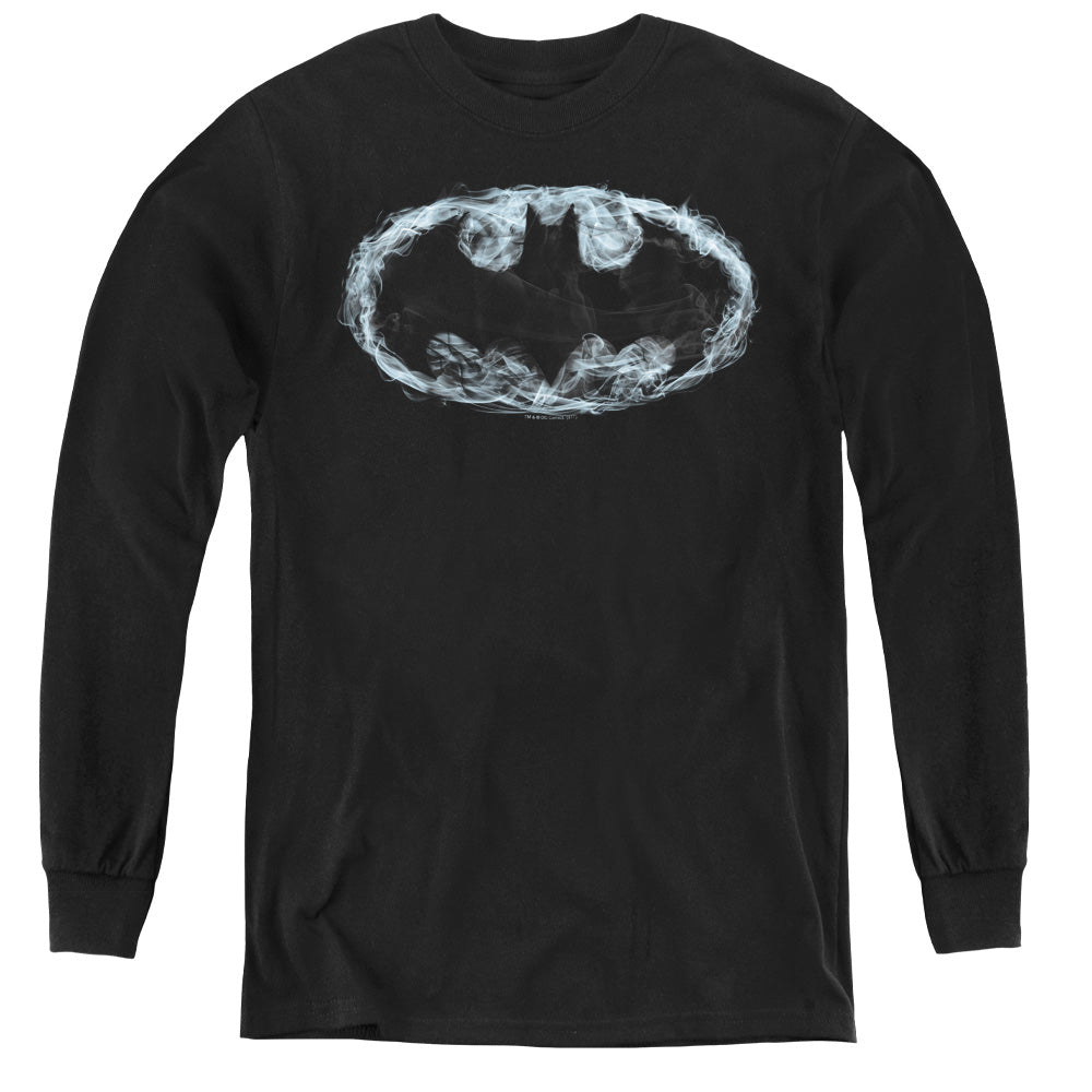 AN OFFCIALLY LICENSED BATMAN SMOKE SIGNAL YOUTH LONG SLEEVE T-SHIRT BLACK