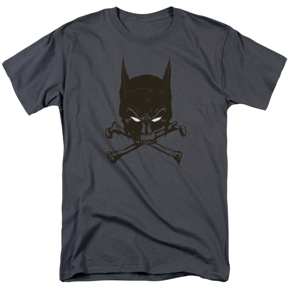 AN OFFCIALLY LICENSED BATMAN BAT AND BONES MEN'S REGULAR FIT T-SHIRT CHARCOAL