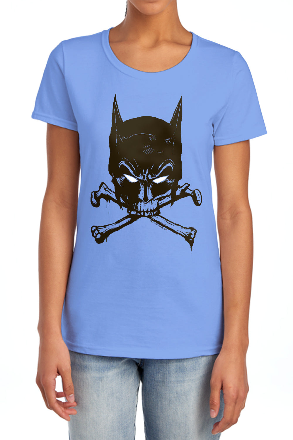 AN OFFCIALLY LICENSED BATMAN BAT AND BONES WOMEN'S REGULAR FIT T-SHIRT CHARCOAL