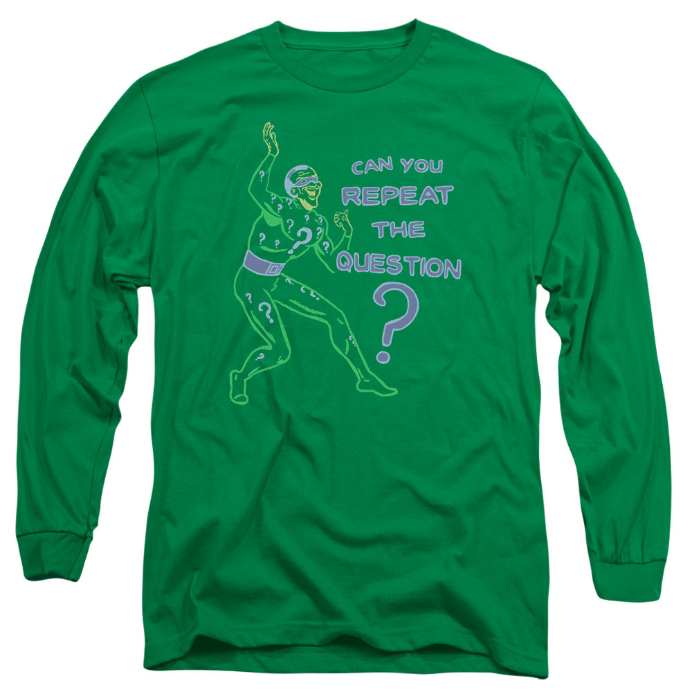 AN OFFCIALLY LICENSED BATMAN REPEAT MEN'S LONG SLEEVE T-SHIRT KELLY GREEN