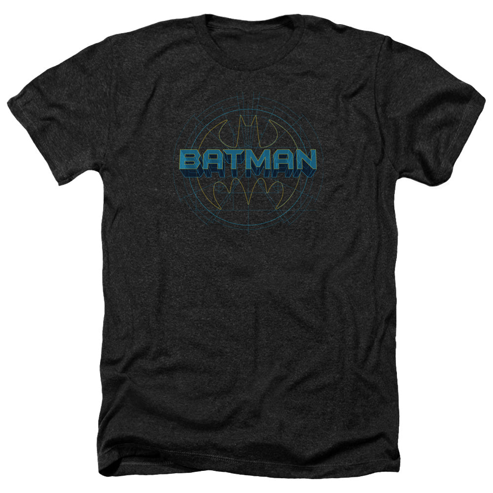 AN OFFCIALLY LICENSED BATMAN BAT TECH LOGO MEN'S HEATHER T-SHIRT CHARCOAL