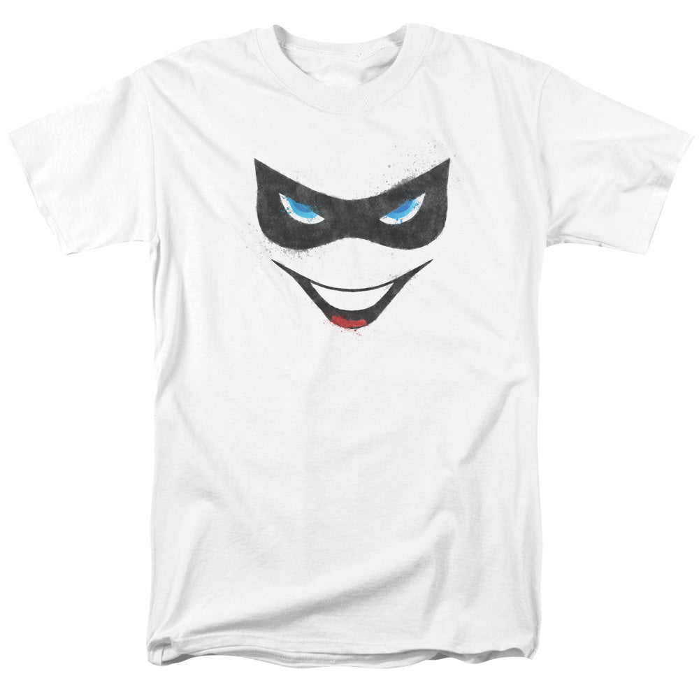 AN OFFCIALLY LICENSED BATMAN HARLEY FACE MEN'S REGULAR FIT T-SHIRT WHITE