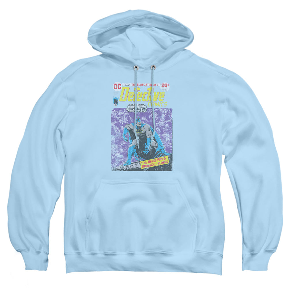 AN OFFCIALLY LICENSED BATMAN A THOUSAND FEARS ADULT UNISEX PULLOVER HOODIE LIGHT BLUE