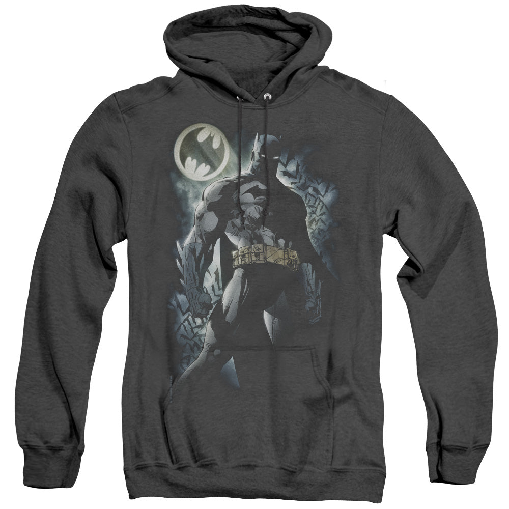 AN OFFCIALLY LICENSED BATMAN THE KNIGHT ADULT UNISEX HEATHER PULLOVER HOODIE BLACK