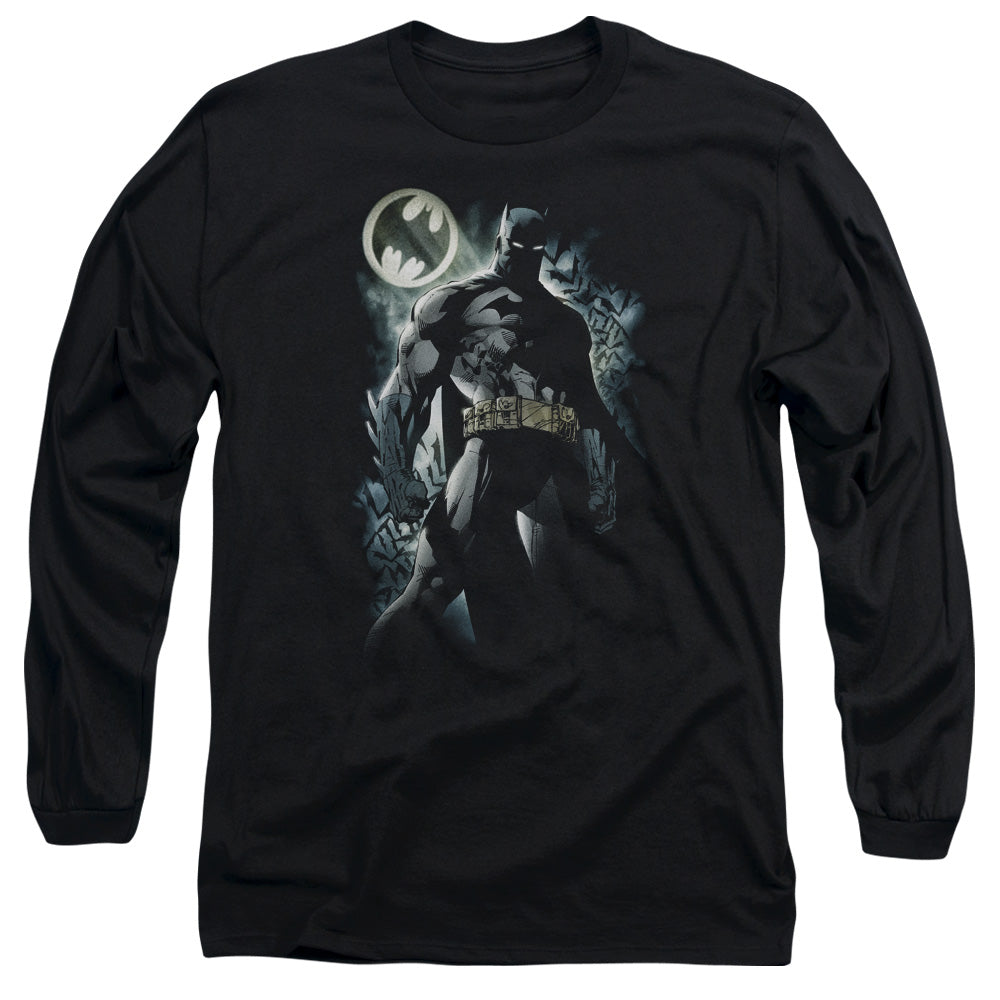 AN OFFCIALLY LICENSED BATMAN THE KNIGHT MEN'S LONG SLEEVE T-SHIRT BLACK