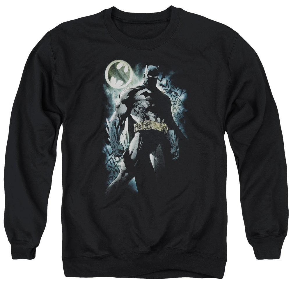AN OFFCIALLY LICENSED BATMAN THE KNIGHT ADULT UNISEX CREWNECK SWEATSHIRT BLACK