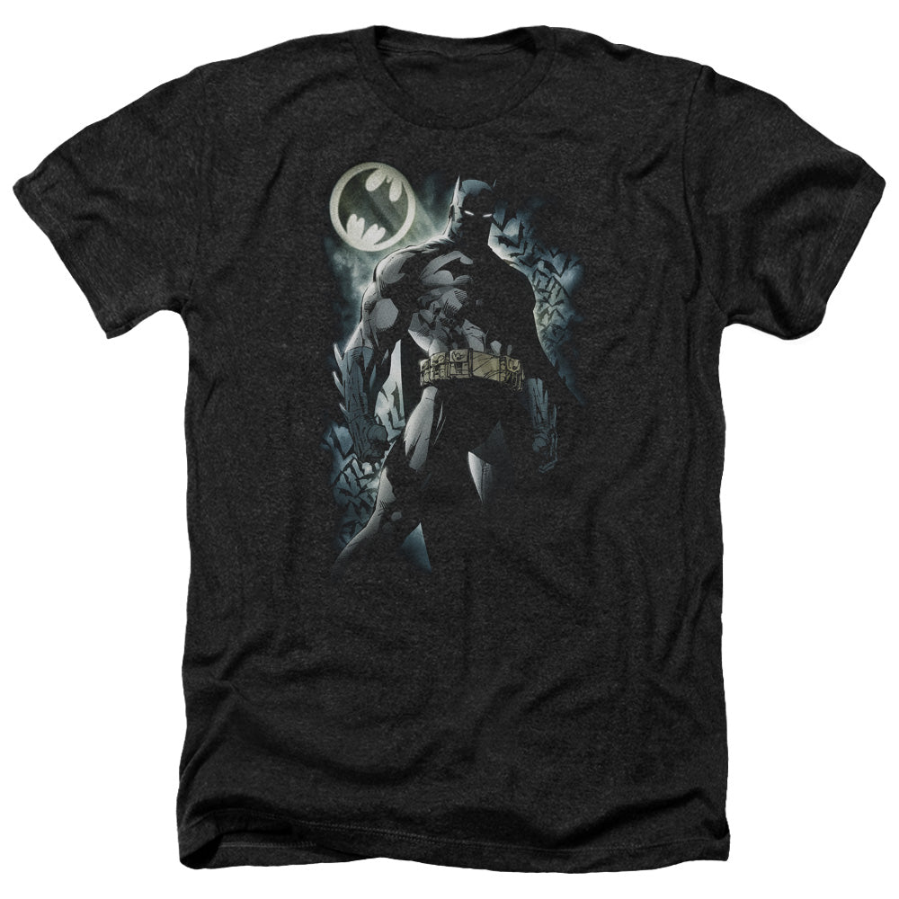 AN OFFCIALLY LICENSED BATMAN THE KNIGHT MEN'S HEATHER T-SHIRT CHARCOAL