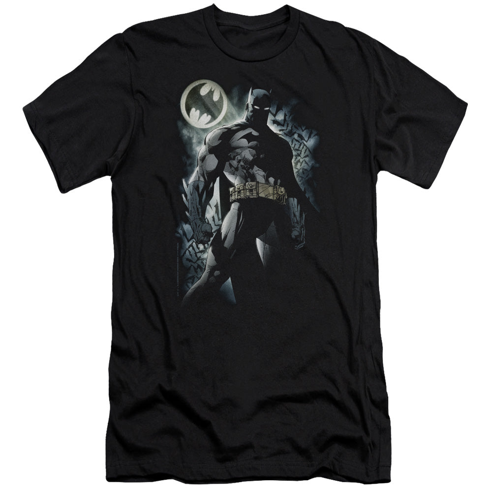 AN OFFCIALLY LICENSED BATMAN THE KNIGHT MEN'S PREMIUM SLIM FIT T-SHIRT BLACK