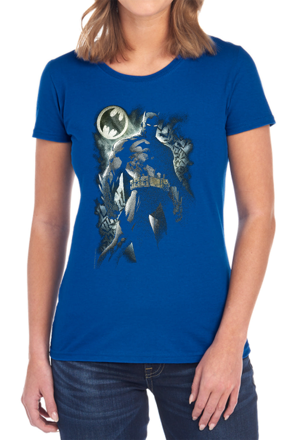 AN OFFCIALLY LICENSED BATMAN THE KNIGHT WOMEN'S REGULAR FIT T-SHIRT BLACK