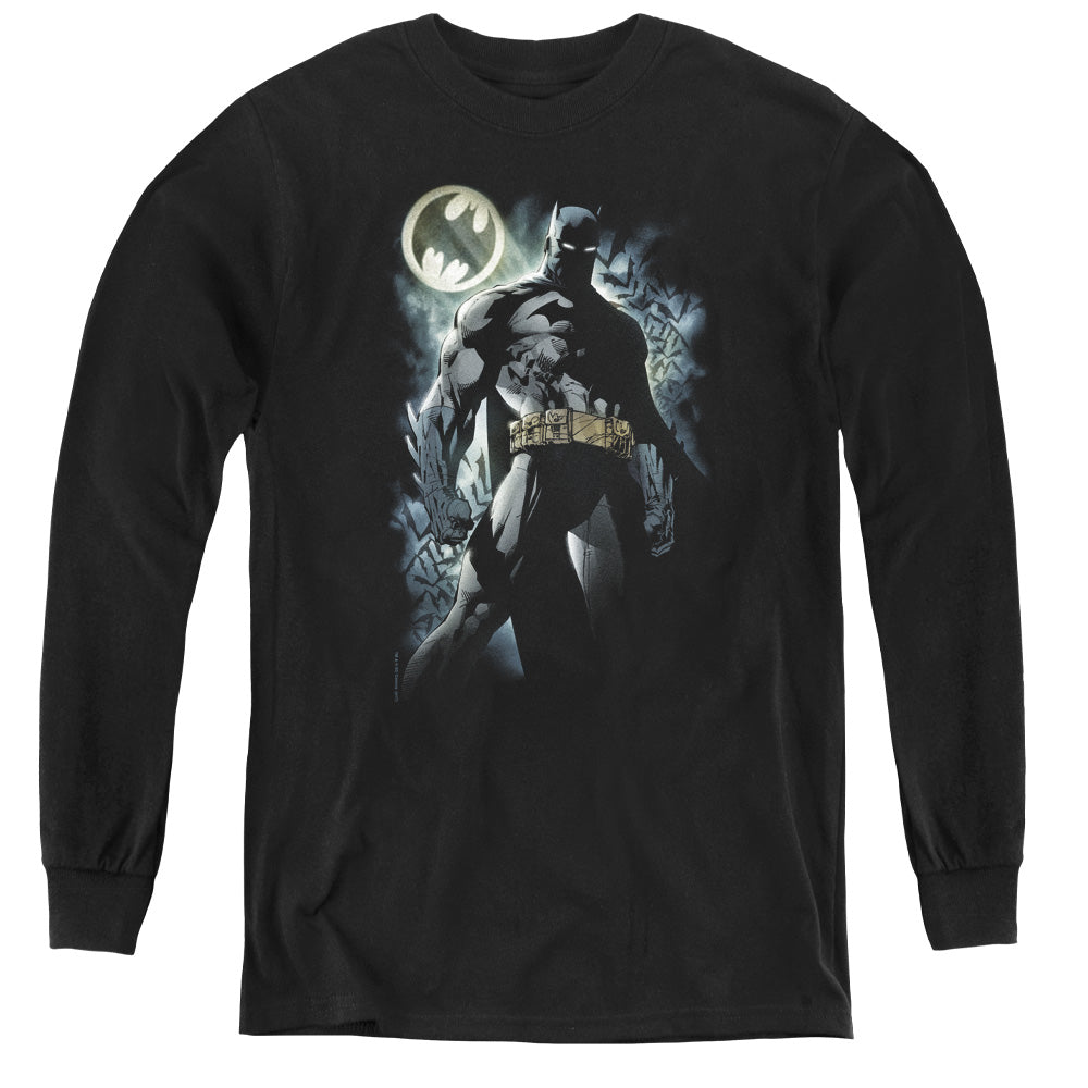 AN OFFCIALLY LICENSED BATMAN THE KNIGHT YOUTH LONG SLEEVE T-SHIRT BLACK
