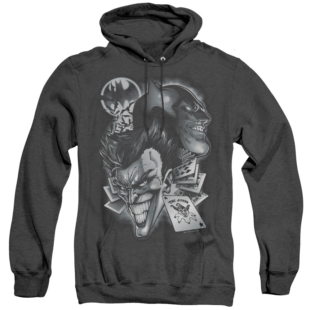 AN OFFCIALLY LICENSED BATMAN ARCHENEMIES ADULT UNISEX HEATHER PULLOVER HOODIE BLACK