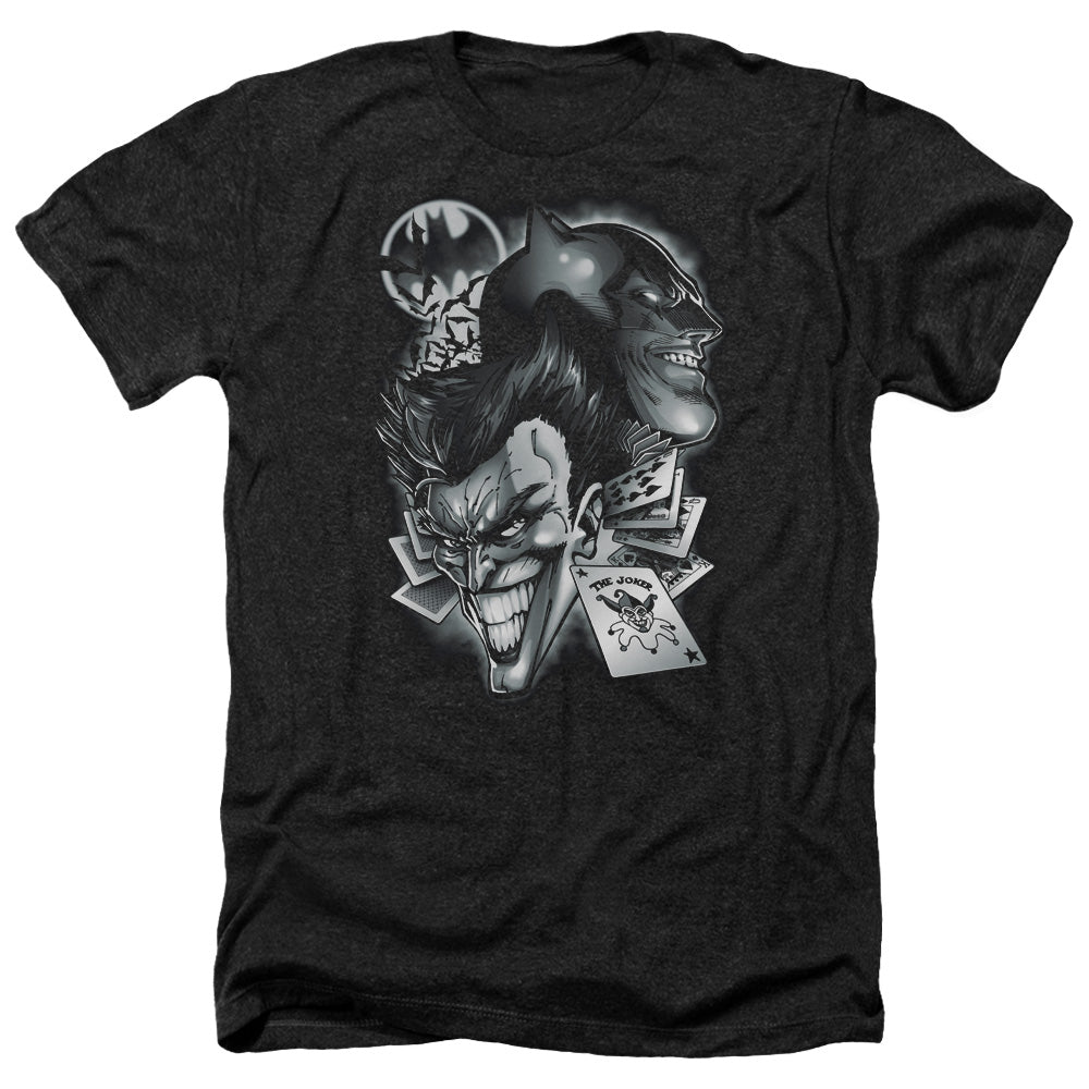 AN OFFCIALLY LICENSED BATMAN ARCHENEMIES MEN'S HEATHER T-SHIRT CHARCOAL