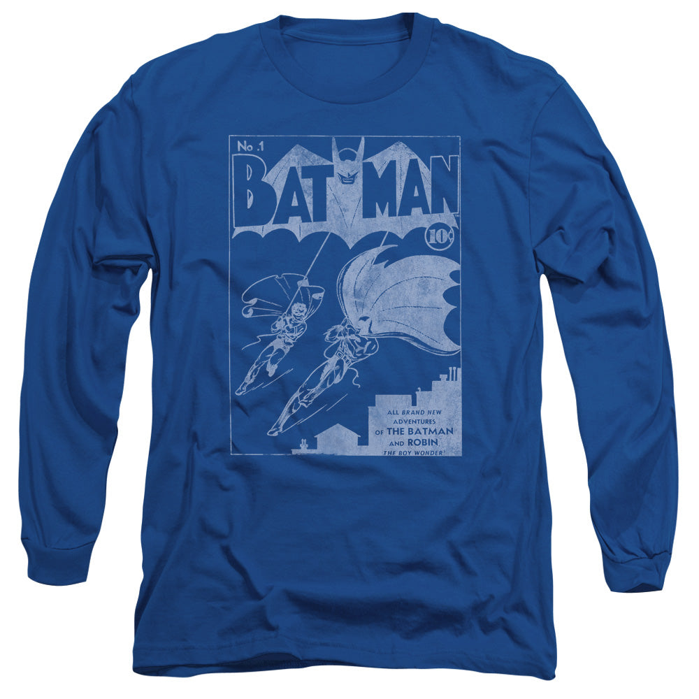 AN OFFCIALLY LICENSED BATMAN ISSUE 1 COVER MEN'S LONG SLEEVE T-SHIRT ROYAL