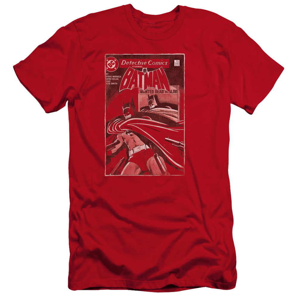 AN OFFCIALLY LICENSED BATMAN DOA COVER MEN'S PREMIUM SLIM FIT T-SHIRT RED
