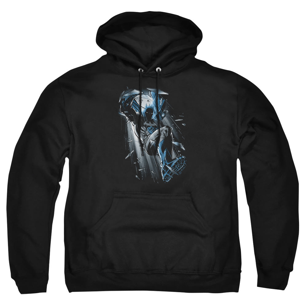 AN OFFCIALLY LICENSED BATMAN BAT CRASH ADULT UNISEX PULLOVER HOODIE BLACK