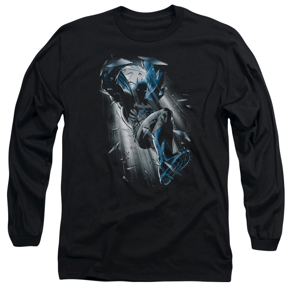 AN OFFCIALLY LICENSED BATMAN BAT CRASH MEN'S LONG SLEEVE T-SHIRT BLACK