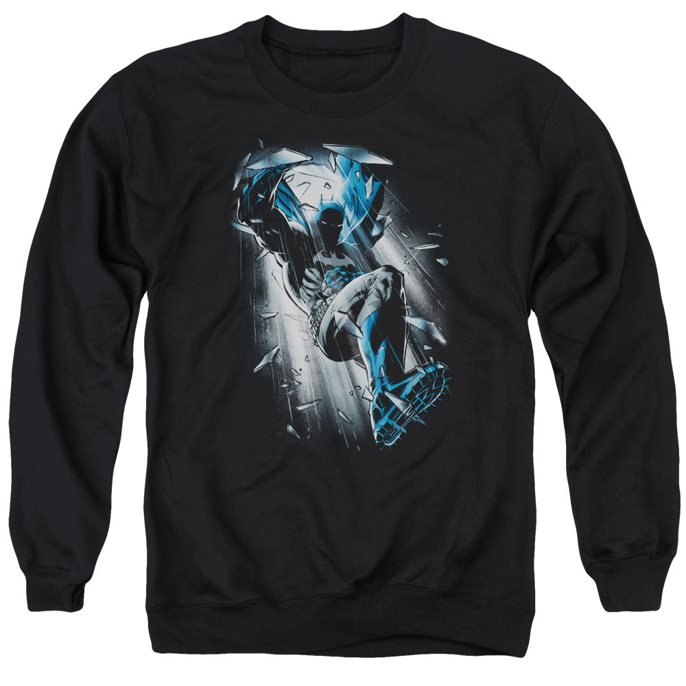 AN OFFCIALLY LICENSED BATMAN BAT CRASH ADULT UNISEX CREWNECK SWEATSHIRT BLACK