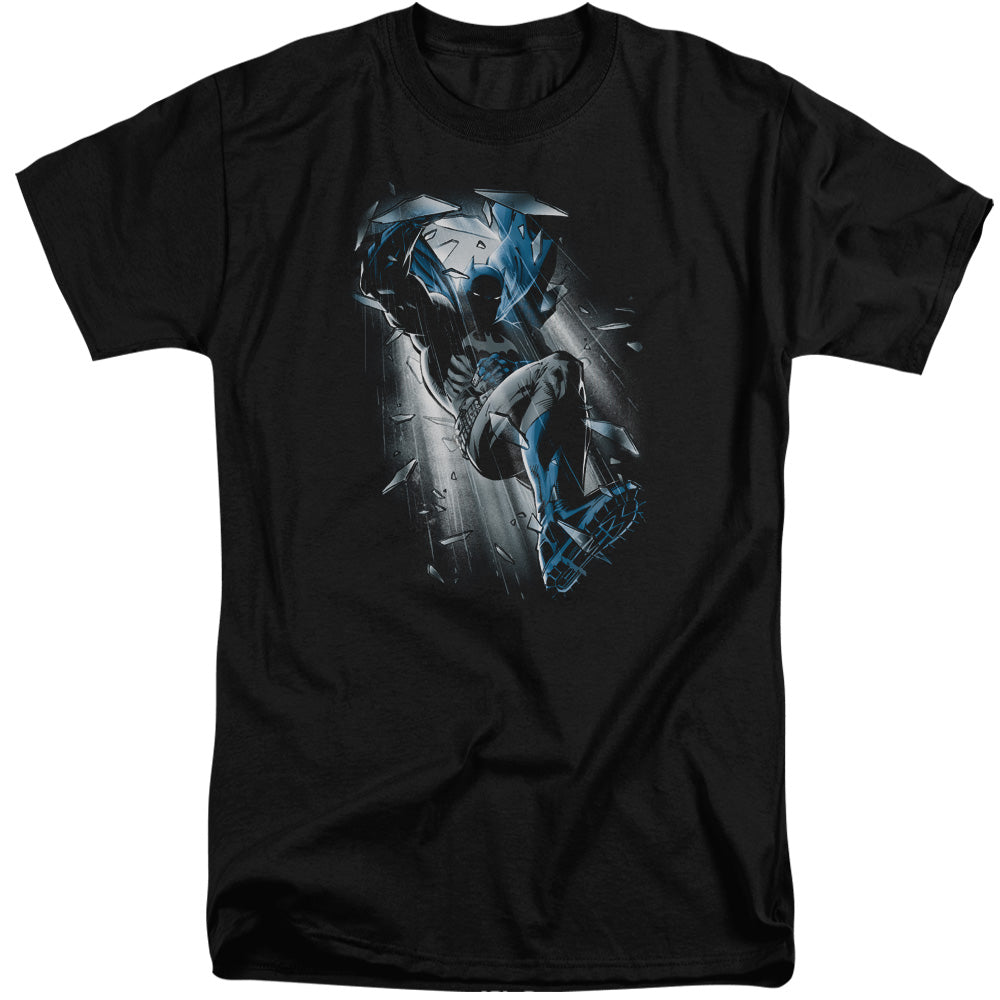 AN OFFCIALLY LICENSED BATMAN BAT CRASH MEN'S TALL FIT T-SHIRT BLACK