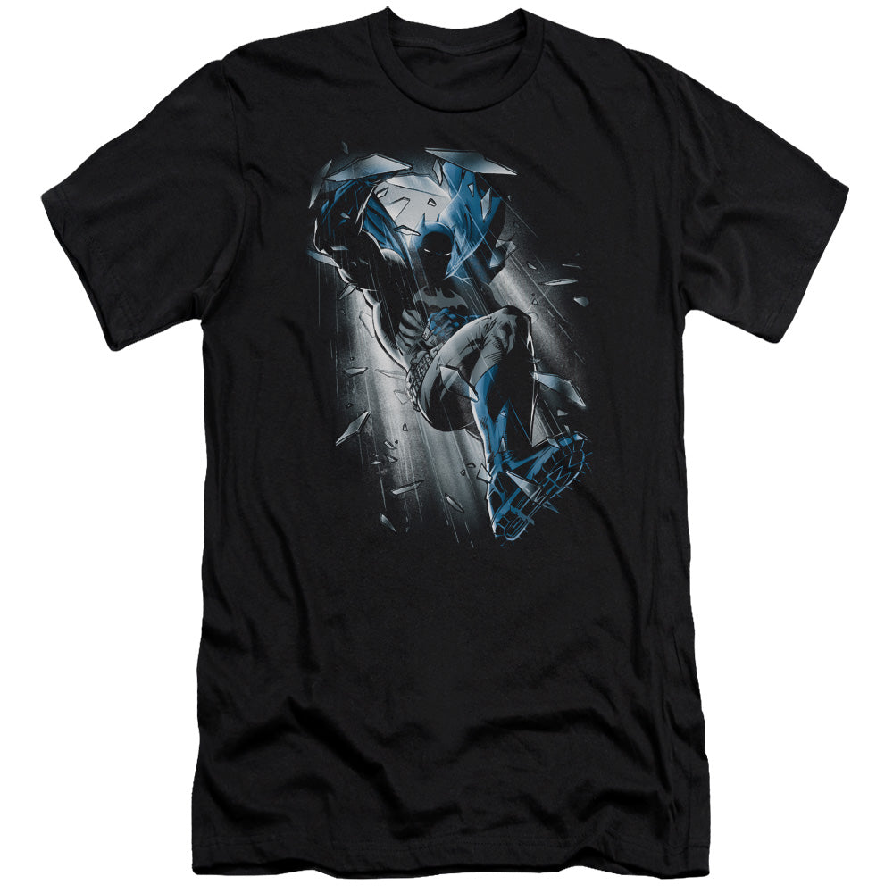 AN OFFCIALLY LICENSED BATMAN BAT CRASH MEN'S PREMIUM SLIM FIT T-SHIRT BLACK