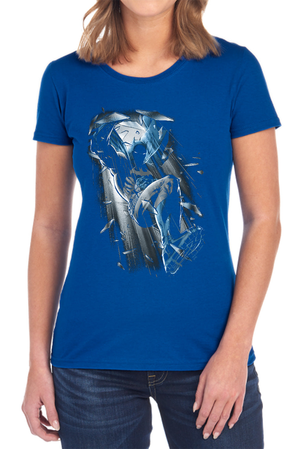 AN OFFCIALLY LICENSED BATMAN BAT CRASH WOMEN'S REGULAR FIT T-SHIRT BLACK