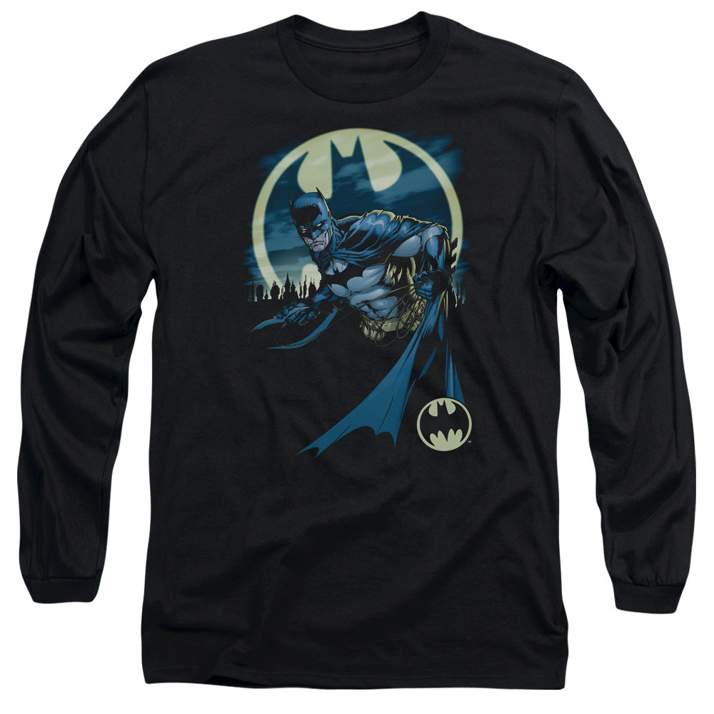 AN OFFCIALLY LICENSED BATMAN HEED THE CALL MEN'S LONG SLEEVE T-SHIRT BLACK