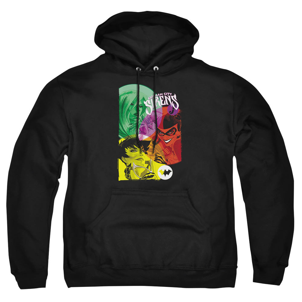 AN OFFCIALLY LICENSED BATMAN GOTHAM SIRENS ADULT UNISEX PULLOVER HOODIE BLACK