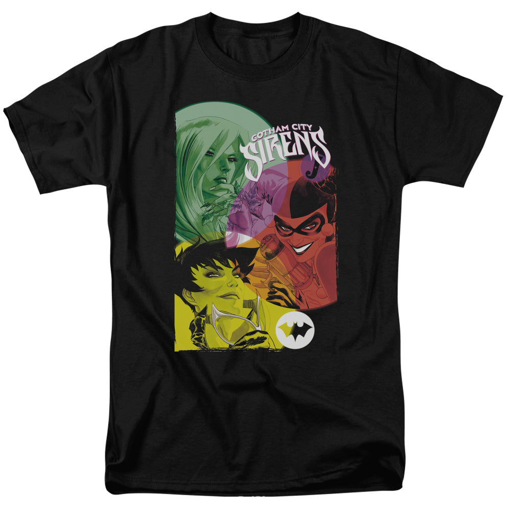 AN OFFCIALLY LICENSED BATMAN GOTHAM SIRENS MEN'S REGULAR FIT T-SHIRT BLACK