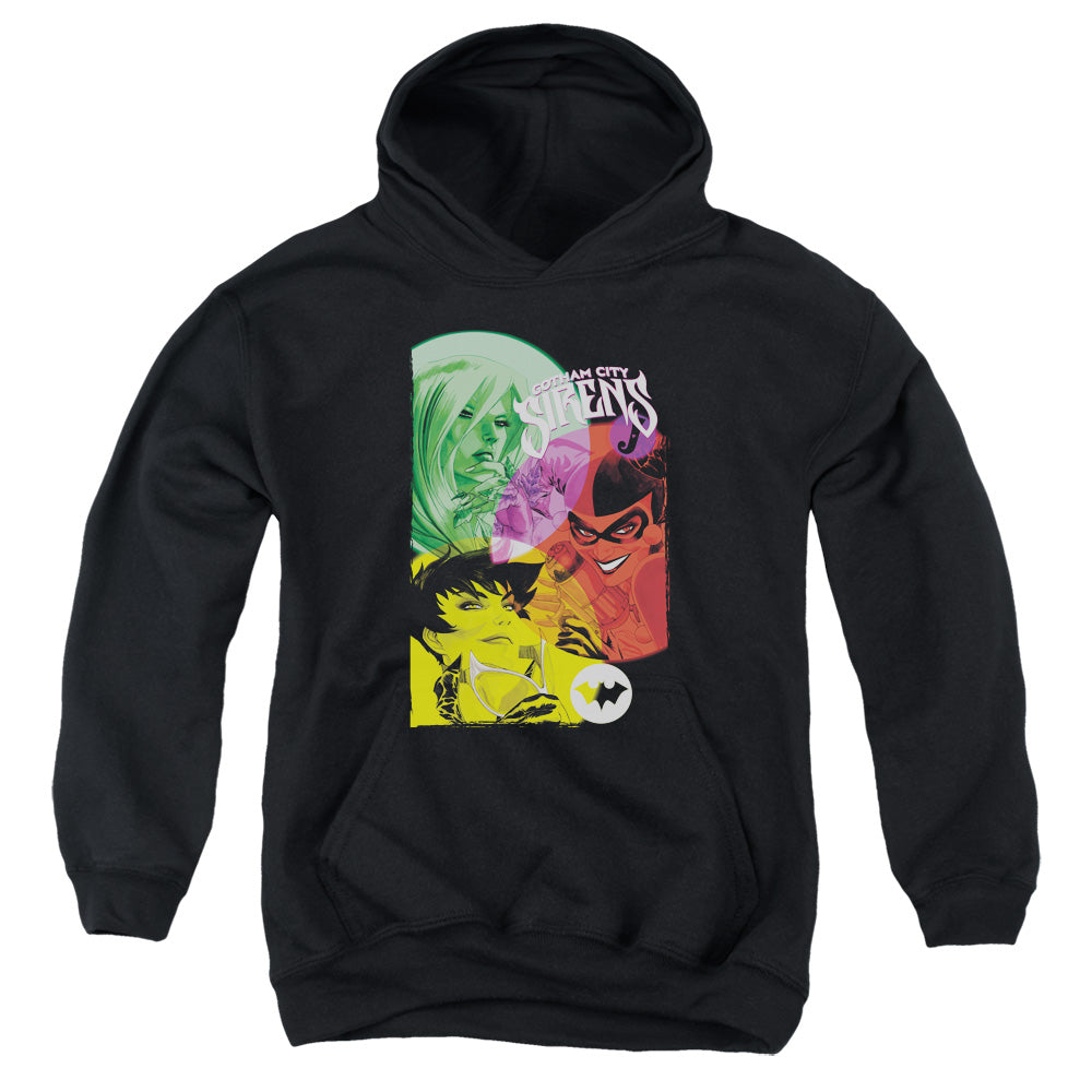AN OFFCIALLY LICENSED BATMAN GOTHAM SIRENS YOUTH HOODIE BLACK