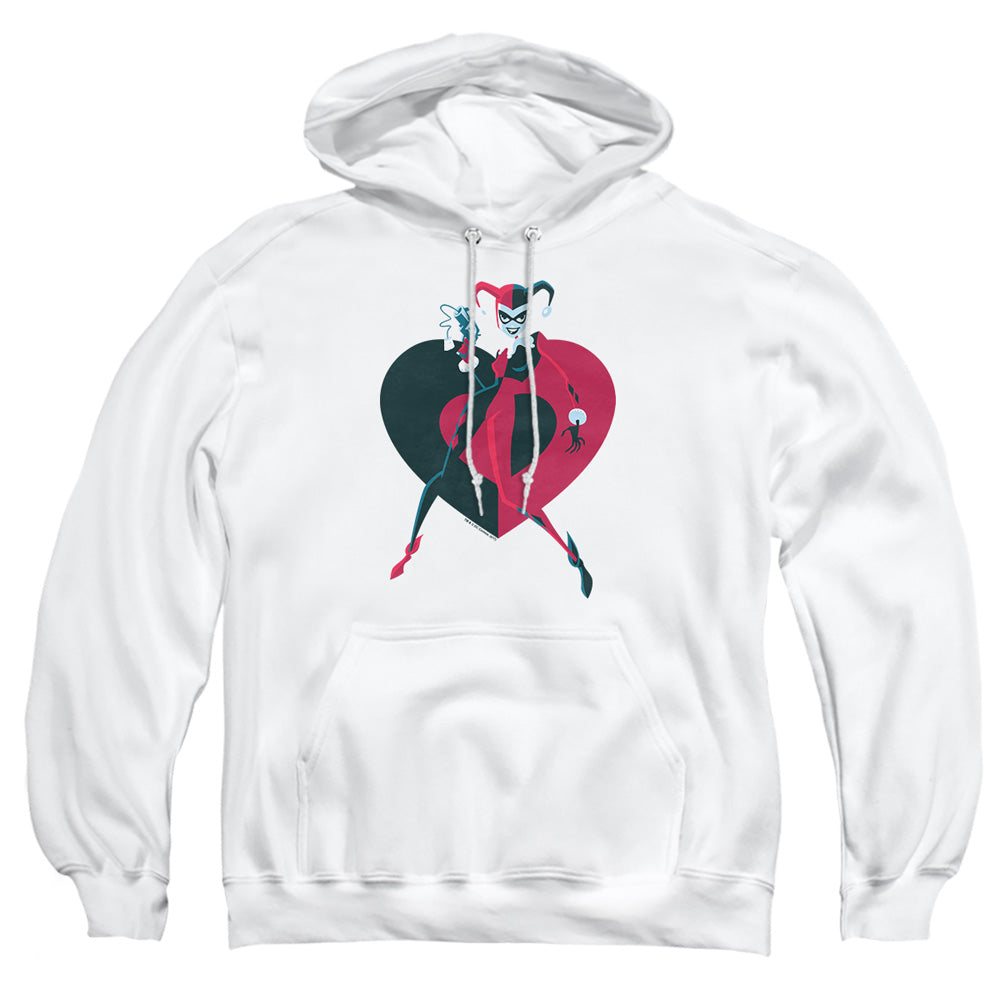 AN OFFCIALLY LICENSED BATMAN HARELY HEART ADULT UNISEX PULLOVER HOODIE WHITE