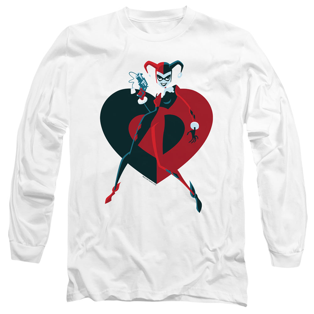 AN OFFCIALLY LICENSED BATMAN HARELY HEART MEN'S LONG SLEEVE T-SHIRT WHITE