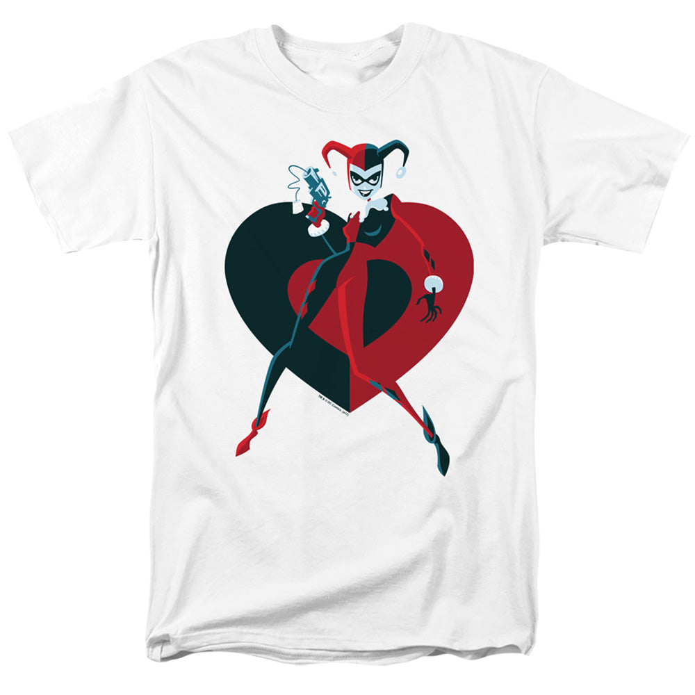 AN OFFCIALLY LICENSED BATMAN HARELY HEART MEN'S REGULAR FIT T-SHIRT WHITE