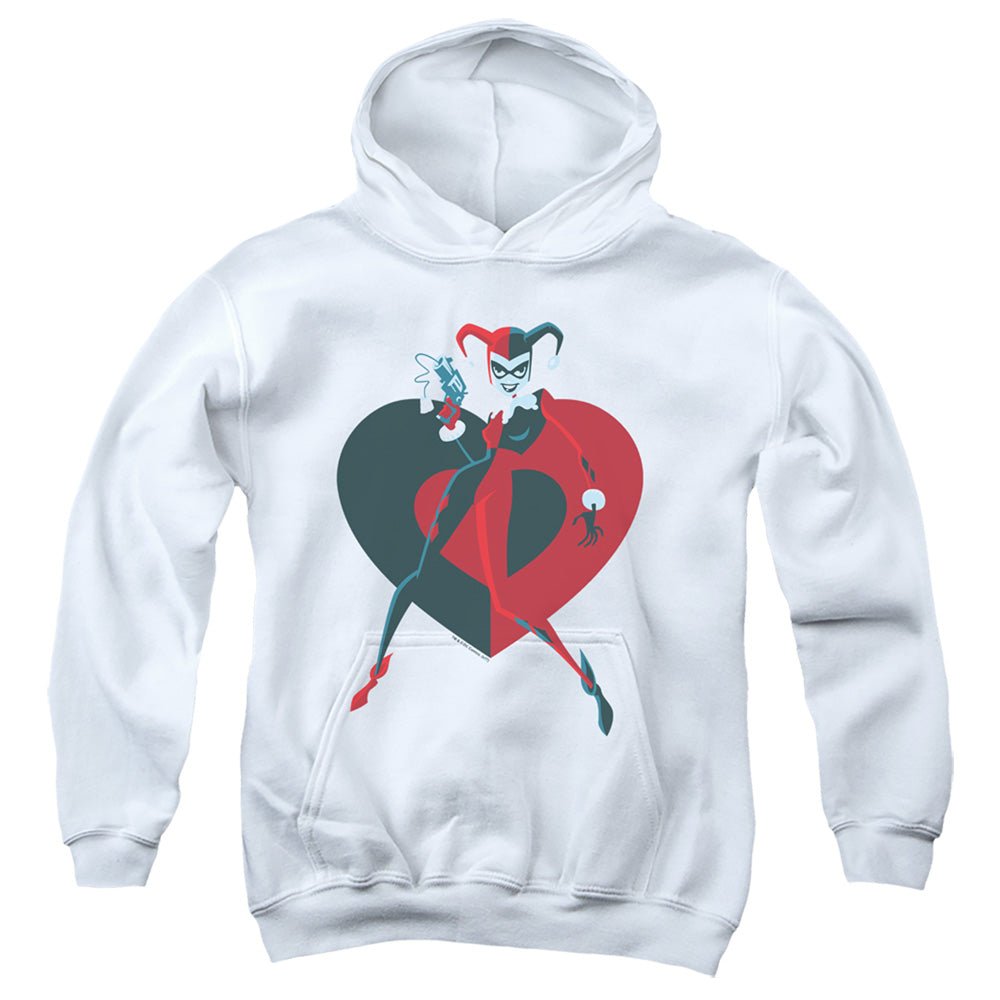 AN OFFCIALLY LICENSED BATMAN HARELY HEART YOUTH HOODIE WHITE
