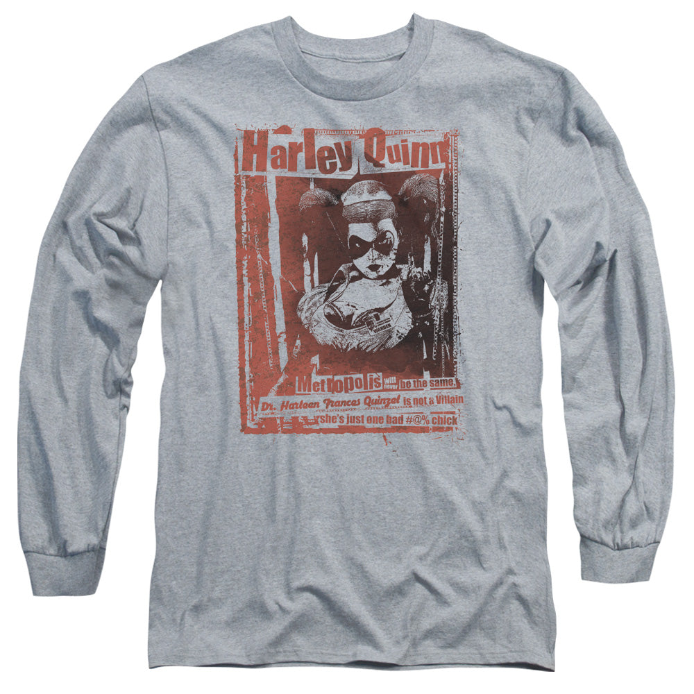 AN OFFCIALLY LICENSED BATMAN DR QUINN MEN'S LONG SLEEVE T-SHIRT ATHLETIC HEATHER