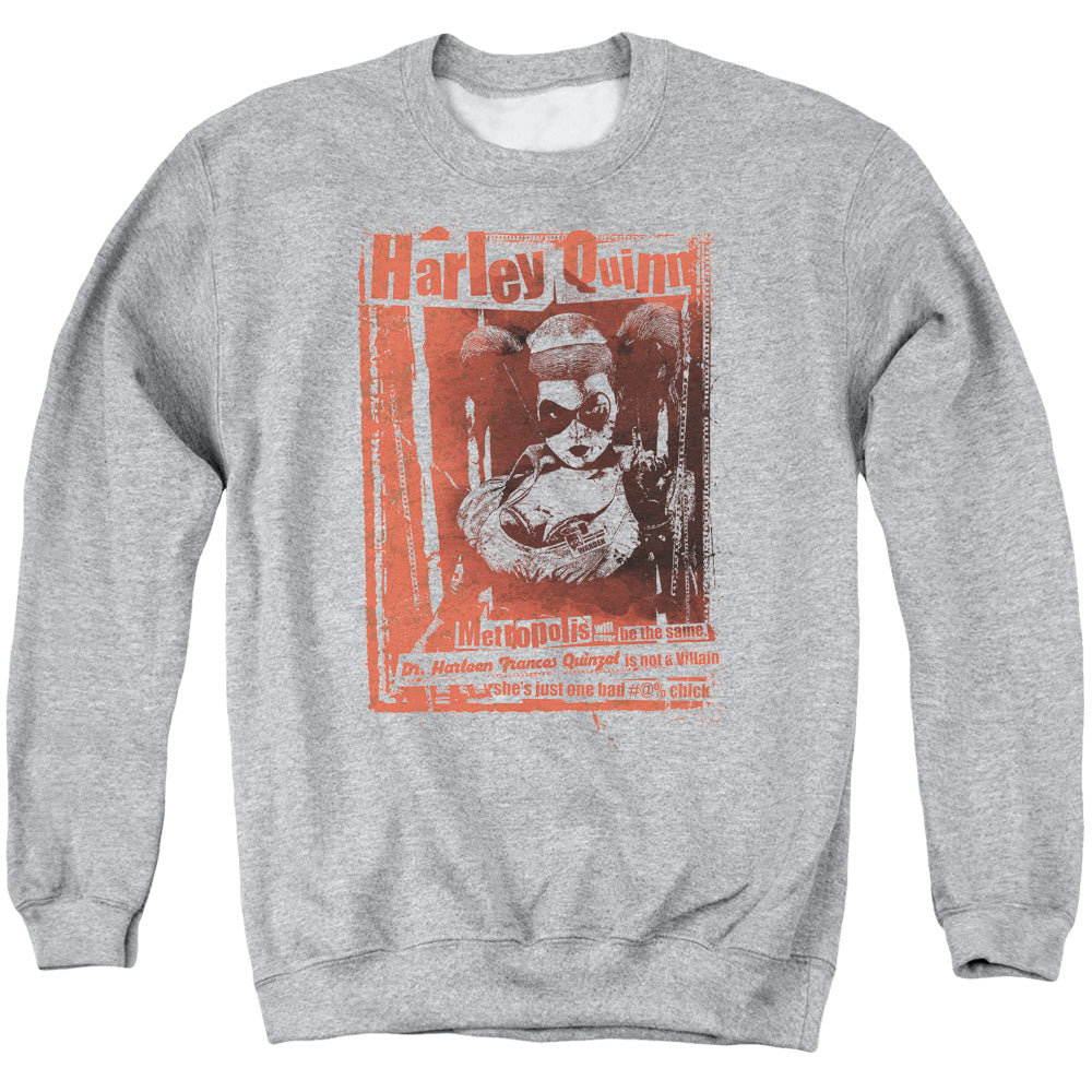 AN OFFCIALLY LICENSED BATMAN DR QUINN ADULT UNISEX CREWNECK SWEATSHIRT ATHLETIC HEATHER