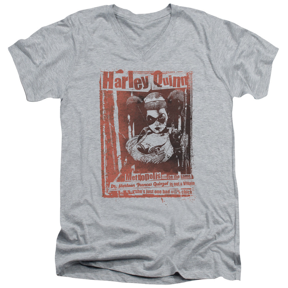 AN OFFCIALLY LICENSED BATMAN DR QUINN MEN'S V-NECK T-SHIRT ATHLETIC HEATHER