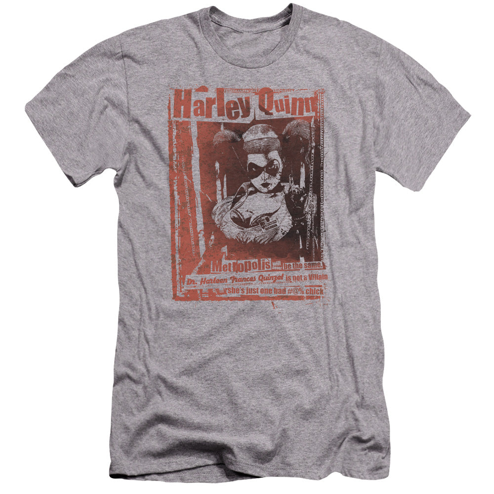 AN OFFCIALLY LICENSED BATMAN DR QUINN MEN'S PREMIUM SLIM FIT T-SHIRT ATHLETIC HEATHER