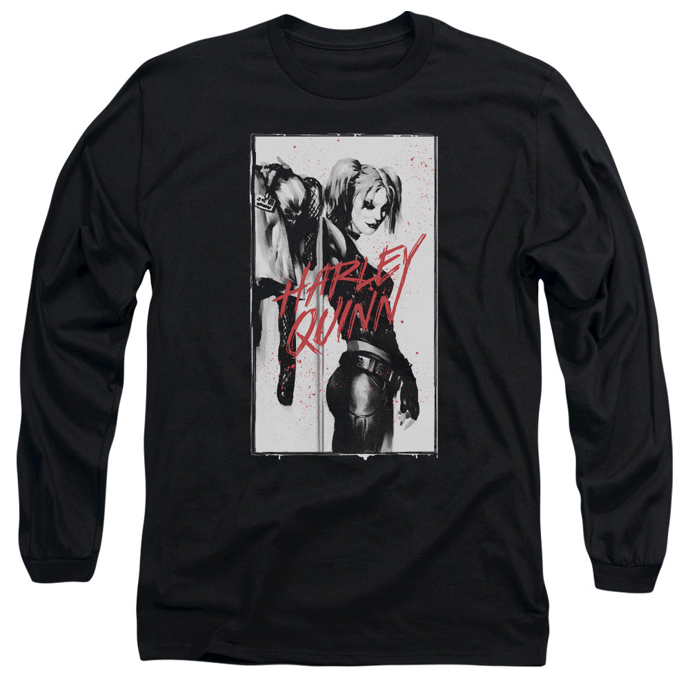 AN OFFCIALLY LICENSED BATMAN INKED QUINN MEN'S LONG SLEEVE T-SHIRT BLACK