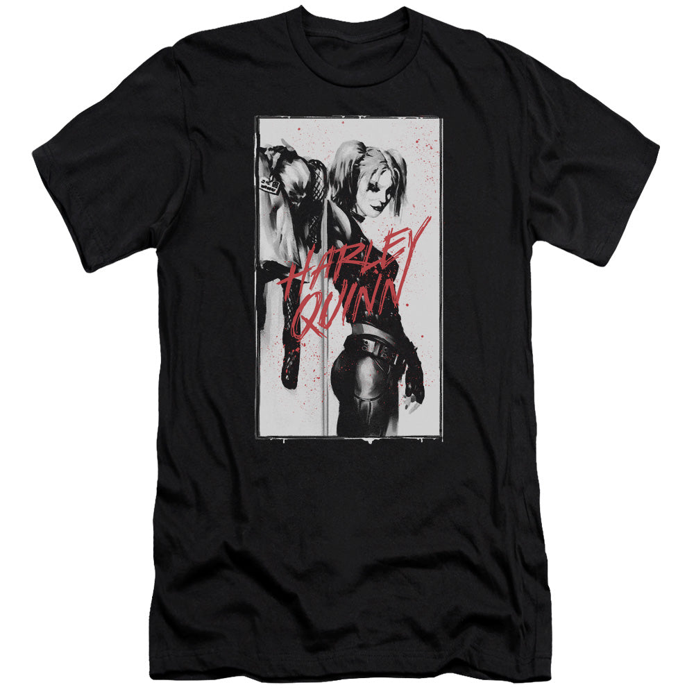 AN OFFCIALLY LICENSED BATMAN INKED QUINN MEN'S PREMIUM SLIM FIT T-SHIRT BLACK