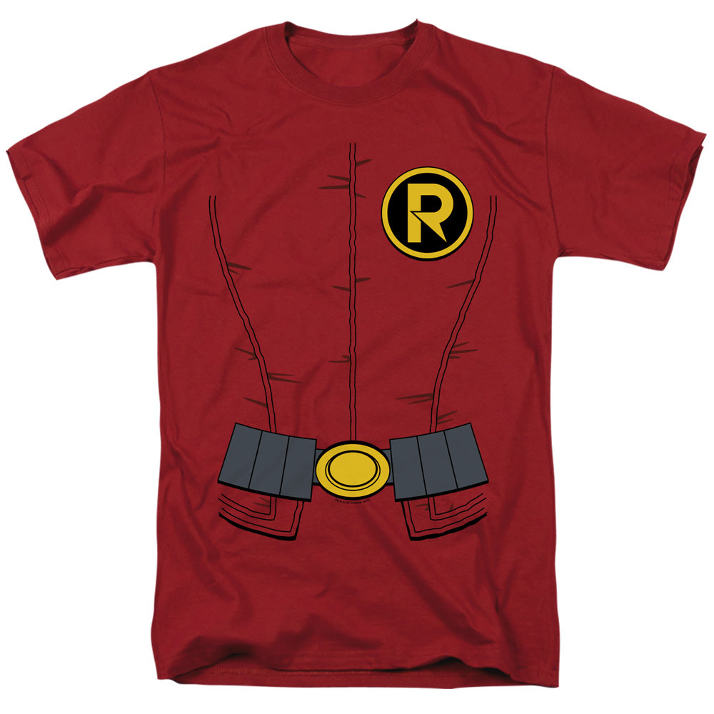 AN OFFCIALLY LICENSED BATMAN NEW ROBIN UNIFORM MEN'S REGULAR FIT T-SHIRT CARDINAL