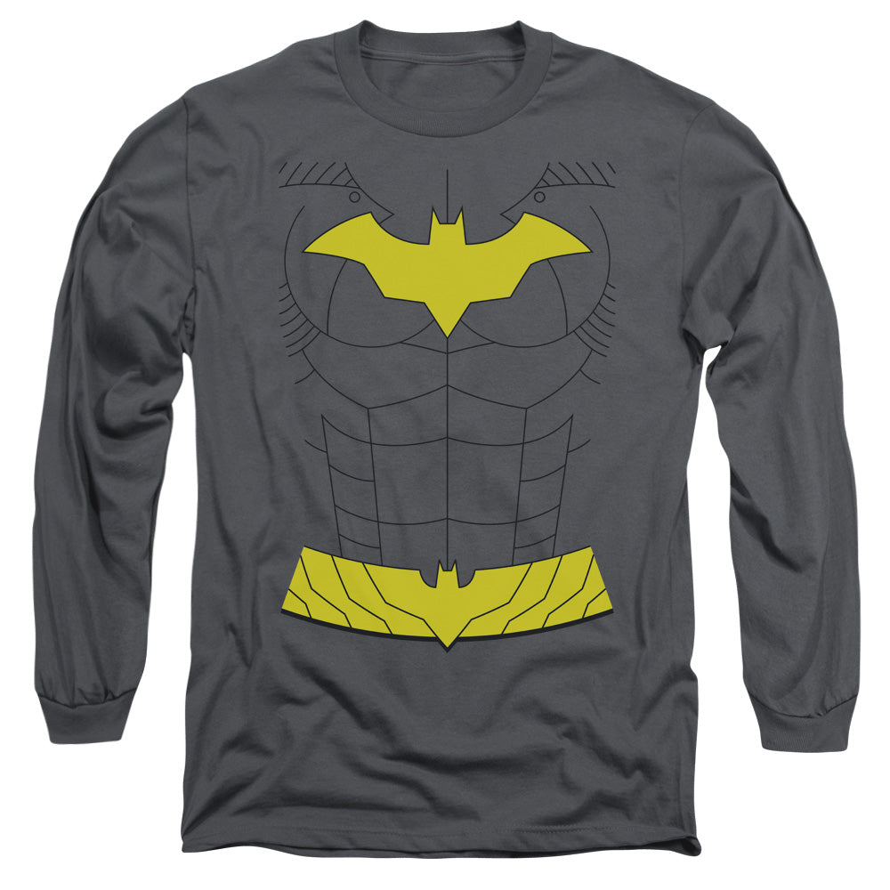 AN OFFCIALLY LICENSED BATMAN NEW BATGIRL UNIFORM MEN'S LONG SLEEVE T-SHIRT CHARCOAL