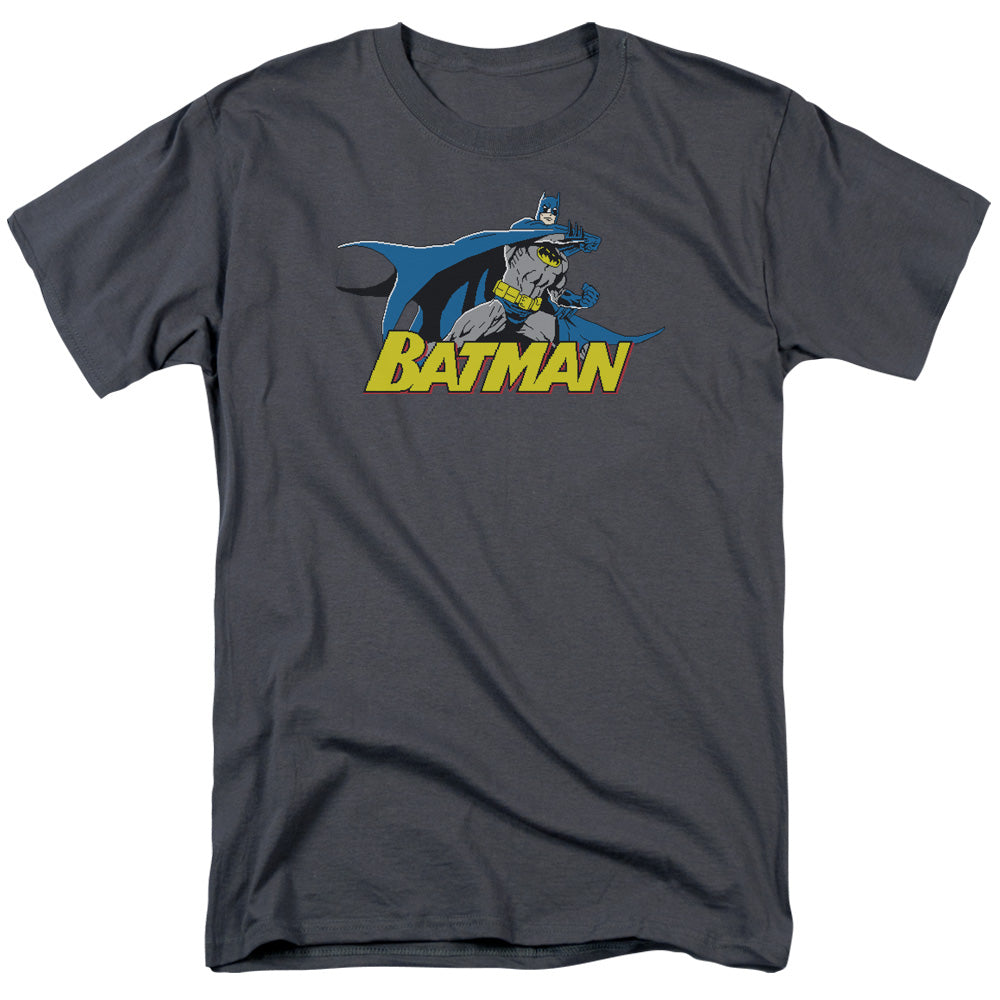 AN OFFCIALLY LICENSED BATMAN 8 BIT CAPE MEN'S REGULAR FIT T-SHIRT CHARCOAL