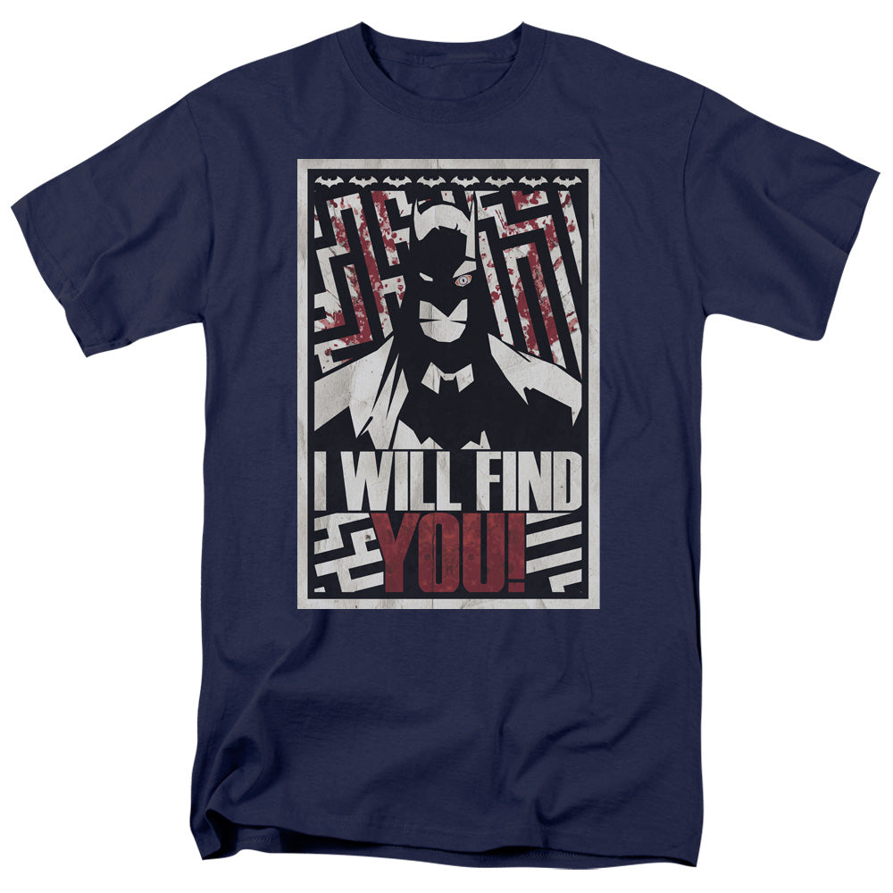 AN OFFCIALLY LICENSED BATMAN I WILL FND YOU MEN'S REGULAR FIT T-SHIRT NAVY