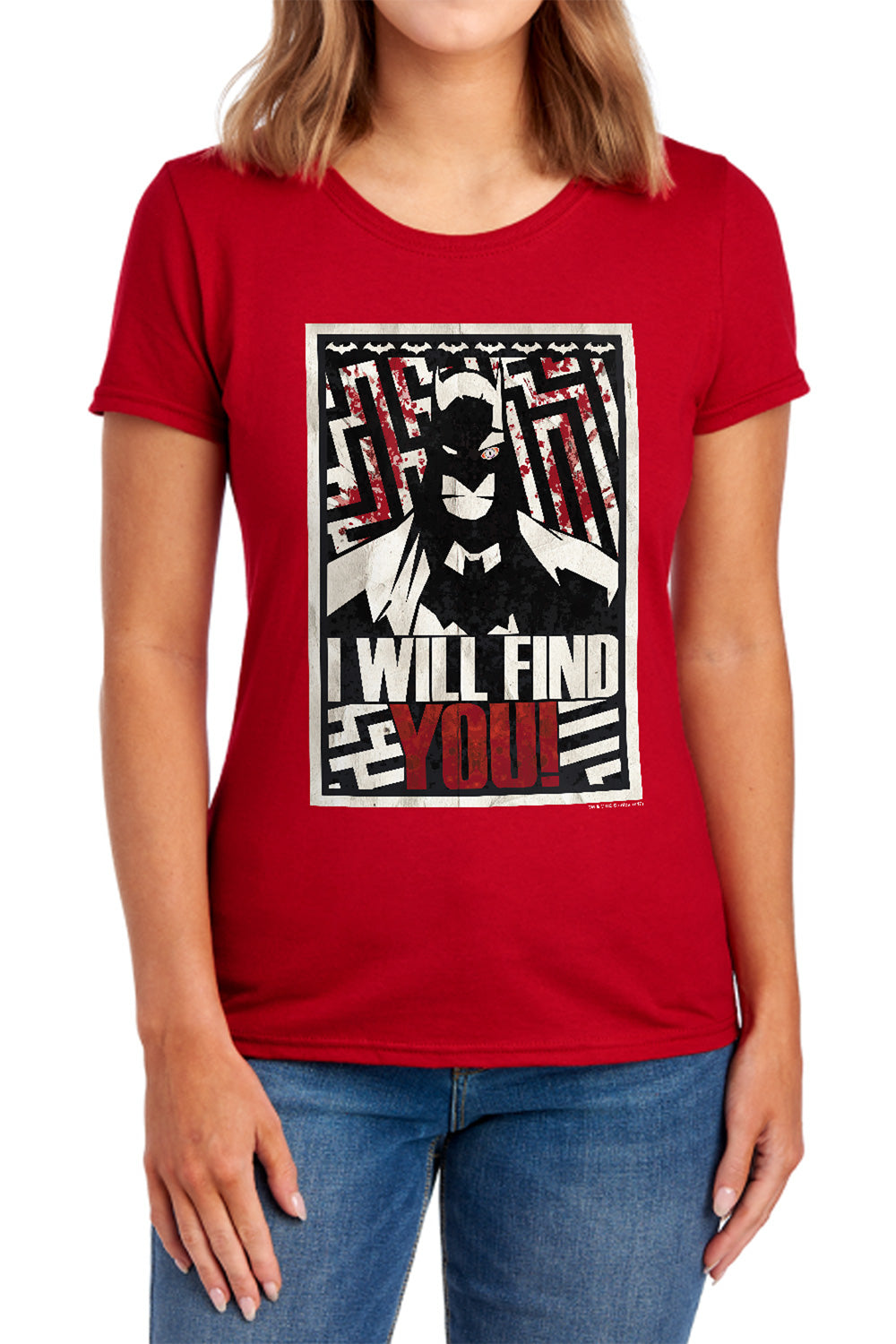 AN OFFCIALLY LICENSED BATMAN I WILL FND YOU WOMEN'S REGULAR FIT T-SHIRT NAVY