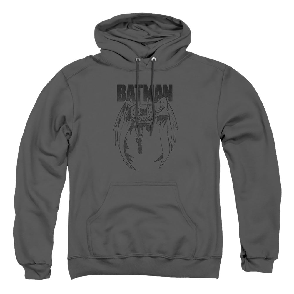 AN OFFCIALLY LICENSED BATMAN GREY NOISE ADULT UNISEX PULLOVER HOODIE CHARCOAL
