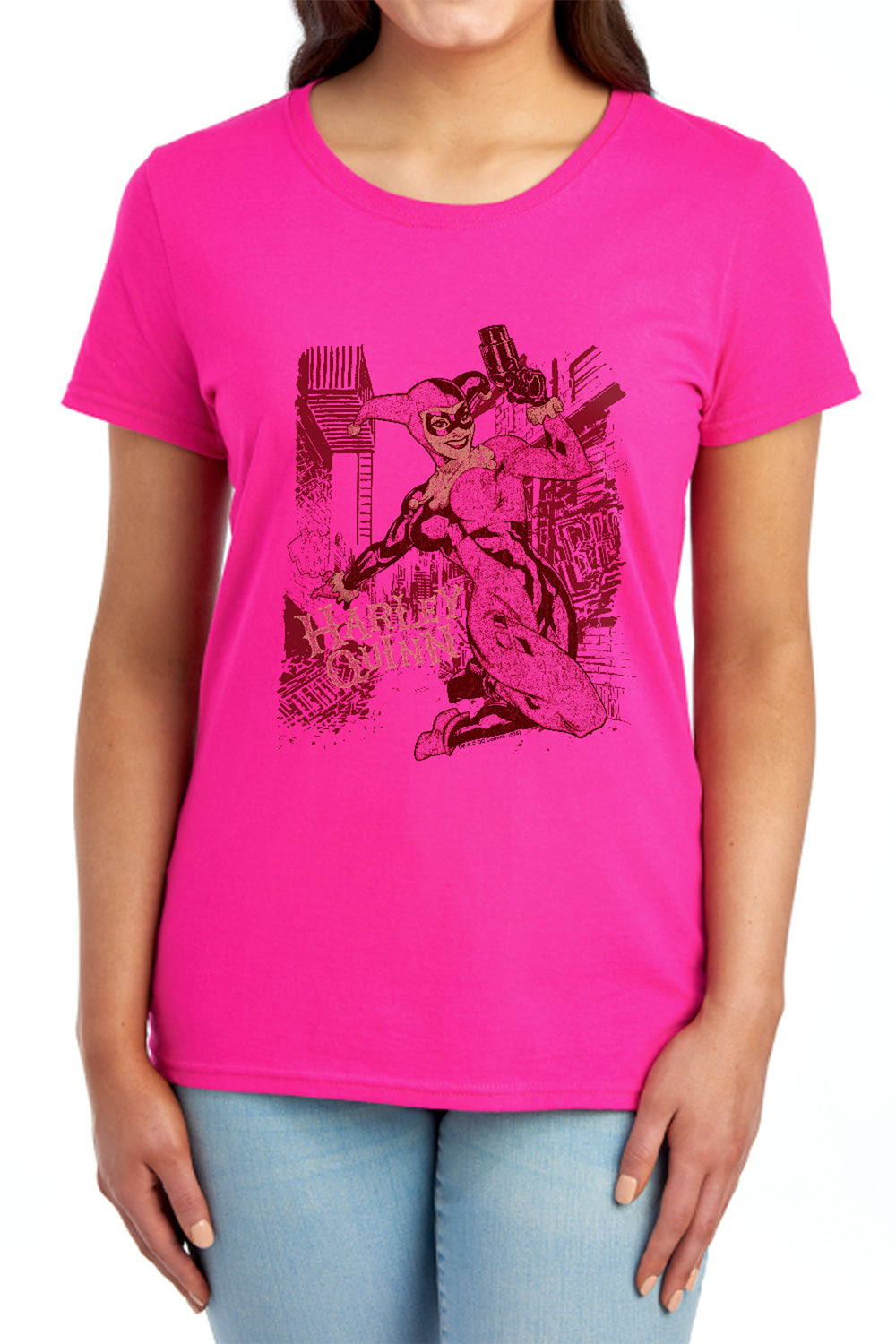 AN OFFCIALLY LICENSED BATMAN HARLEYS PACKING WOMEN'S REGULAR FIT T-SHIRT RED